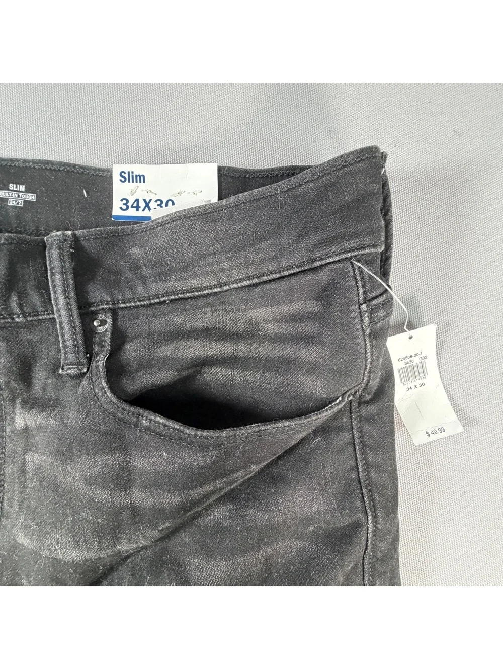 NWT Old Navy Slim Jeans Mens 34x30 Black Dark Wash Denim Pants